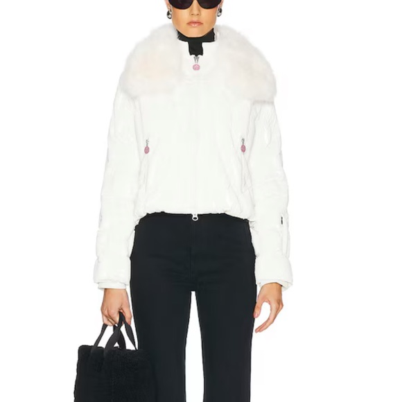 Perfect Moment Cream Puffer Quilted Carving Ski Jacket In Snow White - Picture 4 of 13